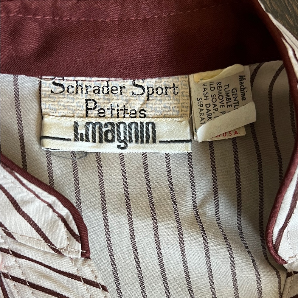 Vintage I Magnin Striped Cream and Brown Women's shirt dress - Picture 2 of 7